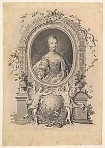 Portrait of Queen Marie-Antoinette in an ornamental frame by Johann Esaias Nilson