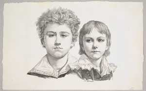 Portrait of the Rabe Children: Hermann, age 14 and Edmond, age 7; verso: proof before corrections of small faults in the images