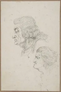 Portraits of Jean-Baptiste-Joseph Gobel (1727-1794), Bishop of Paris in 1792-93, and Pierre-Gaspard Chaumette (1763-1794), Procurator of the Commune in 1792, sketched on the way to the guillotine, April 12, 1794.