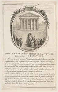 Pose de la premiere pierre de la nouvelle eglise Sainte-Genevieve