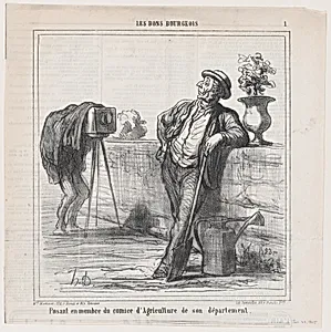 Posing as an official of the local agricultural fair, from 'The Good Bourgeois,' published in Le Charivari, January 30, 1865 by Aaron Martinet|Destouches|Honoré Daumier