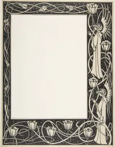 Praying Angels and Poppies (Border Design for Thomas Malory, "Le Morte d'Arthur," J. M. Dent 1893–94, Part III, book vii, chapter i, p. 219)