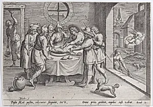 Preparation for the Passover, from The Story of Moses, before the Exodus by Marten van Cleve I|Johann Sadeler I|Gerard de Jode