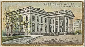 President's House in Washington, from the General Government and State Capitol Buildings series (N14) for Allen & Ginter Cigarettes Brands by The Gast Lithograph & Engraving Company|Allen & Ginter