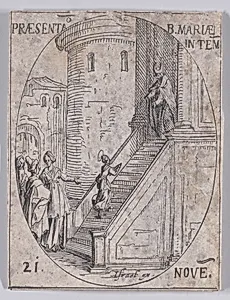 Preséntation de la Vierge Marie dans le Temple (Presentation of the Virgin Mary in the Temple), November 21st, from "Les Images De Tous Les Saincts et Saintes de L'Année" (Images of All of the Saints and Religious Events of the Year) by Israël Henriet|Jacques Callot