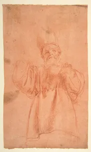 Priest with Upraised Arms Wearing a Two-Horned Tiara