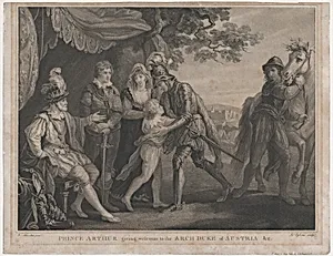 Prince Arthur Giving Welcome to the Archduke of Austria, etc. (Shakespeare, King John, Act 2, Scene 1) by James Birchall|William Hamilton|John Ogborne|William Shakespeare