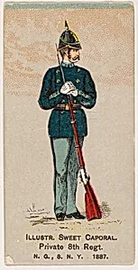 Private, 8th Regiment, National Guard of the State of New York, 1887, from the Military Series (N224) issued by Kinney Tobacco Company to promote Sweet Caporal Cigarettes by Kinney Brothers Tobacco Company