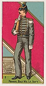 Private, Baltimore, Maryland, Light Infantry, from the Military Series (N224) issued by Kinney Tobacco Company to promote Sweet Caporal Cigarettes by Kinney Brothers Tobacco Company