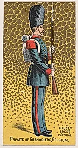 Private of Grenadiers, Belgium, from the Military Series (N224) issued by Kinney Tobacco Company to promote Sweet Caporal Cigarettes by Kinney Brothers Tobacco Company