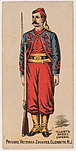 Private, Veteran Zouaves, Elizabeth, New Jersey, from the Military Series (N224) issued by Kinney Tobacco Company to promote Sweet Caporal Cigarettes by Kinney Brothers Tobacco Company