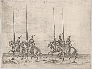 Procession, with four men riding horses