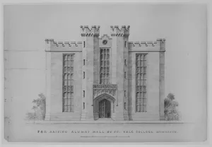 Proposal for Raising by 15 feet, Alumni Hall, Yale College, New Haven (elevation of facade)