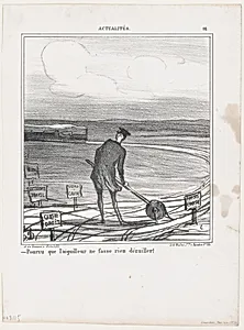 Provided that the switchman lets nothing derail, from 'News of the day,' published in "Le Charivari" by Walter Frères|Arnaud de Vresse|Honoré Daumier|Emile Ollivier