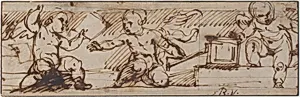 Putti with a Small Keyboard Instrument and Music Books by Daniele Crespi