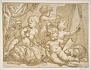 Putti with the Attributes of the Arts by Domenico Piola