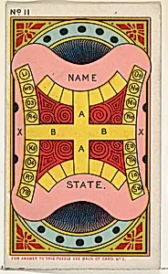 Puzzle Card Number 11, A "Public Man" Puzzle, from the Jokes series (N118) issued by Duke Sons & Co. to promote Honest Long Cut Tobacco by Armstrong & Co.|W. Duke, Sons & Co.