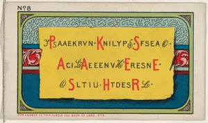 Puzzle Card Number 8, The Cryptogram Puzzle, from the Jokes series (N118) issued by Duke Sons & Co. to promote Honest Long Cut Tobacco