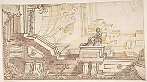 Quarter of a Design for a Trompe L'Oeil Ceiling Decoration by Anonymous, Italian, 17th century