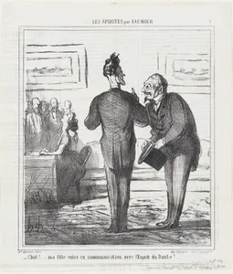 Quiet!! My daughter is entering in communication with Dante, from 'The spiritualists,' published in Le Charivari, November 4, 1865