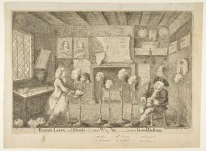 Razor's Levée, or Ye Heads of a New Wig Ad[ministration] on a Broad Bottom