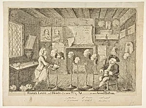Razor's Levée, or Ye Heads of a New Wig Ad[ministration] on a Broad Bottom by James Sayers|Thomas Cornell