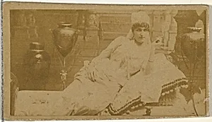 [Reclining actress surrounded by vases], from the Actors and Actresses series (N145-8) issued by Duke Sons & Co. to promote Duke Cigarettes by American Tobacco Company|W. Duke, Sons & Co.