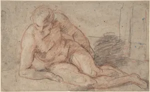 Reclining Nude Figure (recto); unidentifiable sketches (verso)