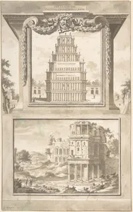 Reconstruction of the Monument to Septimius Severus (above), View of the Ruins (below)