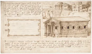 Recto: Temple Types: in Antis and Prostyle (Vitruvius, Book 3, Chapter 2, nos. 2, 3); Verso: Temple Types: Peripteral (Vitruvius, Book 3, Chapter 2, no. 5).