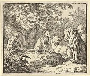 Renard Coninues his False Revelations from Hendrick van Alcmar's Renard The Fox by Allart van Everdingen