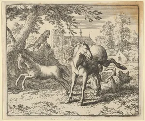 Renard Goes with the Badger to Court to Appease the Lion's Anger from Hendrick van Alcmar's Renard The Fox