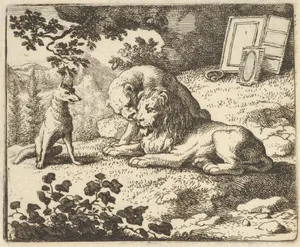 Renard Lies that he Gave the Ram Various Precious Objects that Were Meant for the Lion and Lioness from Hendrick van Alcmar's Renard The Fox