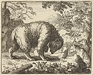Renard Promises the Bear to Take Him to a Place Where He Will Find Honey from Hendrick van Alcmar's Renard The Fox by Allart van Everdingen