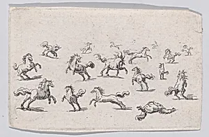 Reverse Copy of Chevaux Courant en Liberté (Horses Running Freely), from "Les Caprices" by Jacques Callot|Anonymous