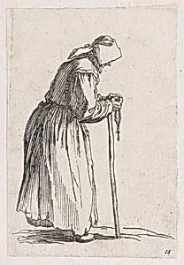 Reverse Copy of La Mendainte au Rosaire (The Female Beggar with a Rosary), from Les Gueux suite appelée aussi Les Mendiants, Les Baroni, ou Les Barons (The Beggars, also called the Barons) by Jacques Callot|Anonymous