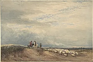 Riders with Sheep near an Estuary
