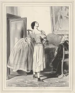 Rien n'est si joli que la fable, si triste que la vérité!, plate 30 from the suite Les Lorettes, published in "Le Charivari"