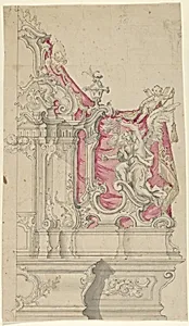 Right Half of a Design for an Altar in Rococo Style by Anonymous, German, South Germany, 18th century