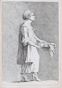 Rita Pontani, Laundress at the French Academy in Rome (?), pl. XII from "Recueil de caricatures"