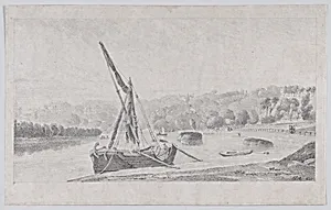 River Landscape (perhaps on the Thames) by J. L. A.