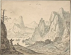 River Landscape with Mountains