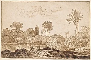 River Landscape with Traveler by Cornelis Vroom