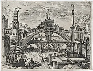 Riverscape with a Double Bridge by Carel Collaert|I. B. de Wit|Lucas Gassel