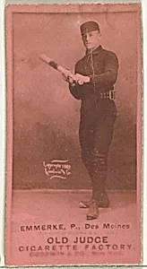 Robert Emmerke, Pitcher, Des Moines Prohibitionists, from the Old Judge series (N172) for Old Judge Cigarettes by Goodwin & Company