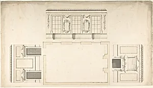 Room Design Showing Plan and Three Wall Elevations