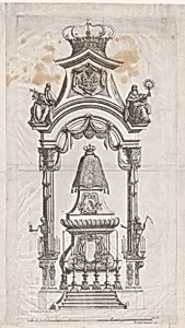 Royal Portugese Funeral Monument (possibly part of a funeral book) by Michel Bouteux