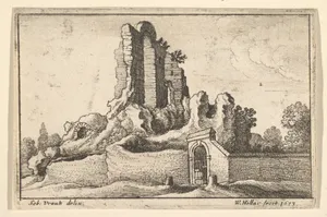 Ruins and a barred gate on the Esquiline Hill in Rome, from "Roman Ruins"