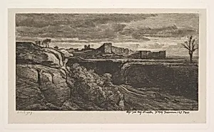 Ruins of the Chateau of Crèmieux (Isère) by Charles-François Daubigny|Auguste Delâtre