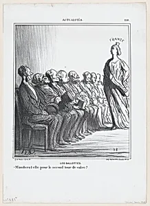 Run-off elections: Will she invite me for a second waltz?, from 'News of the day,' published in "Le Charivari" by Honoré Daumier|Arnaud de Vresse|Walter Frères